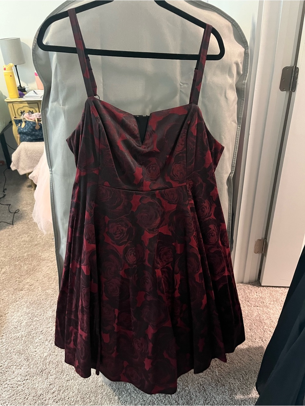 Betsy Johnson for torrid Black & Deep Red Rose-Print Fit-and-Flare Dress